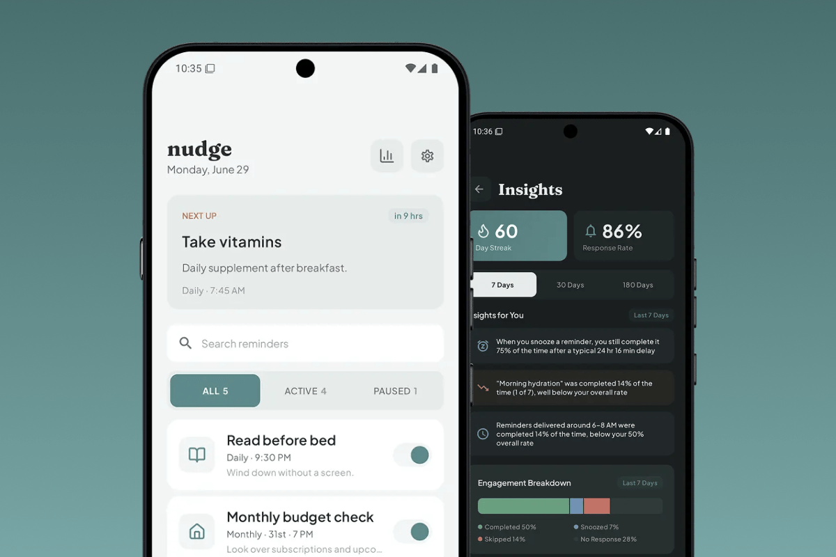 nudge cover artwork showing the app on a phone